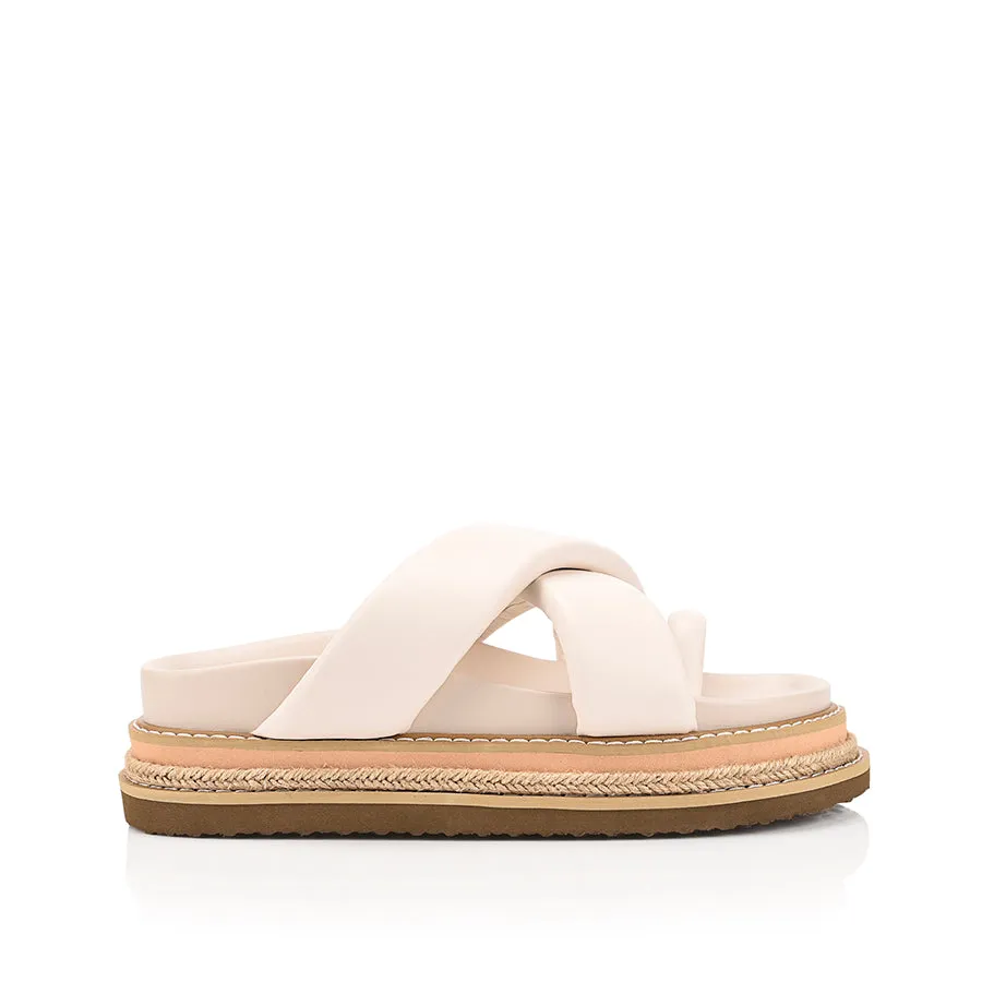 Thelma Flatform Slides - Bone White sold by Verali