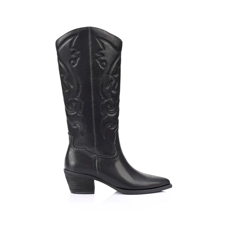 Bentley Cowboy Boots - Black Distressed made by Verali