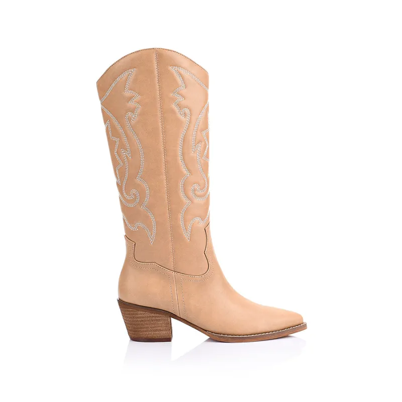 Bentley Cowboy Boots - Biscuit made by Verali