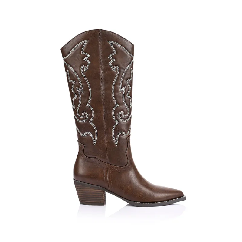 Bentley Cowboy Boots - Brown Distressed made by Verali