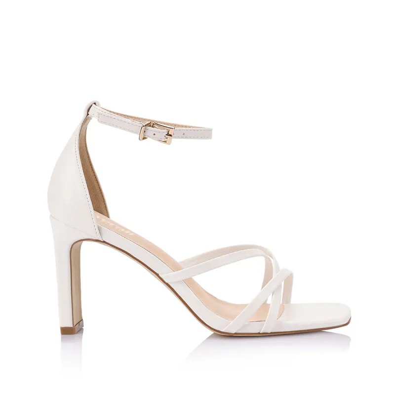 Kitty Block Heel Sandals - Chalk White made by Verali