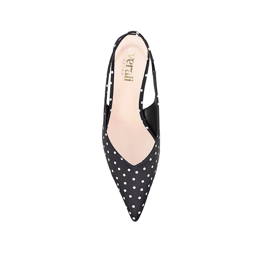 Lush Slingback Kitten Heels - Black Polka Dot Satin sold by Verali product image thumbnail 4