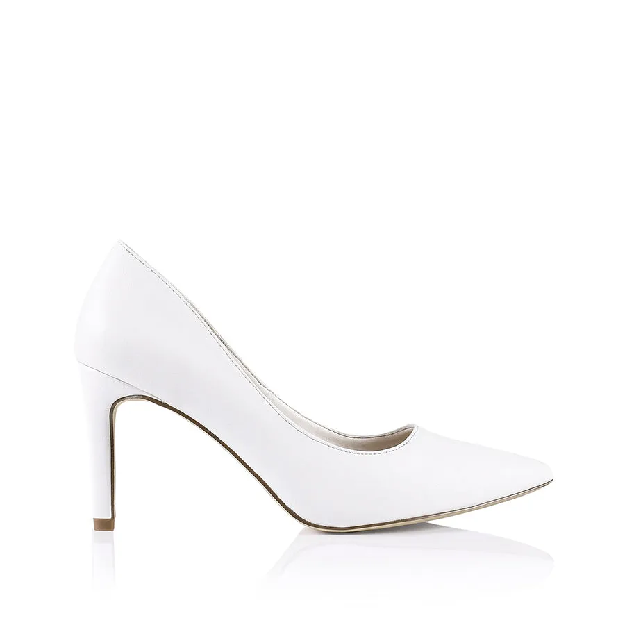 Wish Court Heel Pumps - White Smooth sold by Verali