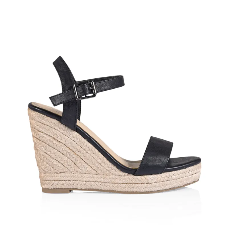 Amaya Rope Wedges - Black Softee sold by Verali