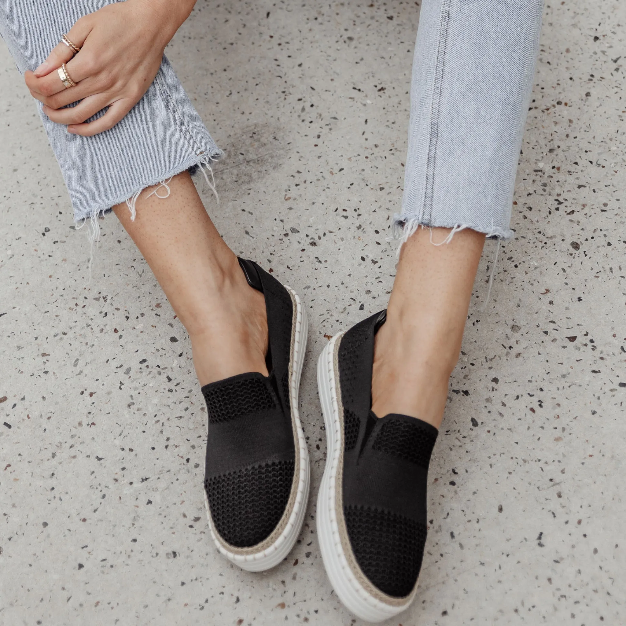 Queen Slip On Sneakers - Black Knit sold by Verali product image thumbnail 2