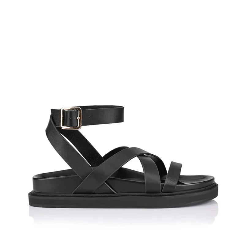 Brianna Footbed Sandals - Black made by Verali