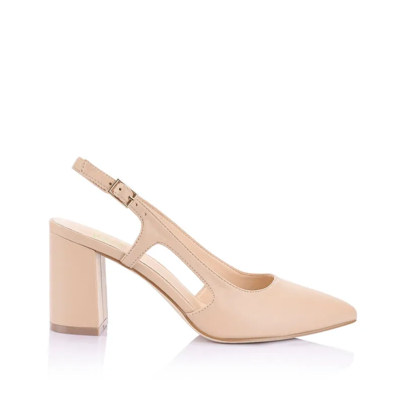 Enrique Sling Back Block Heels - Nude sold by Verali