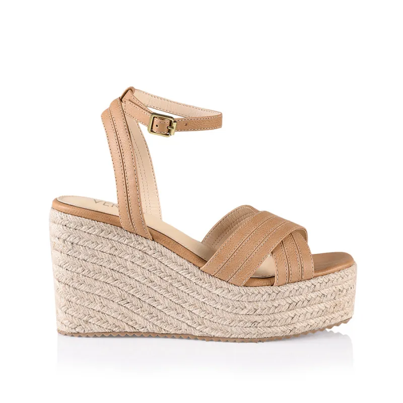 Callie Rope Wedges - Caramel Softee sold by Verali
