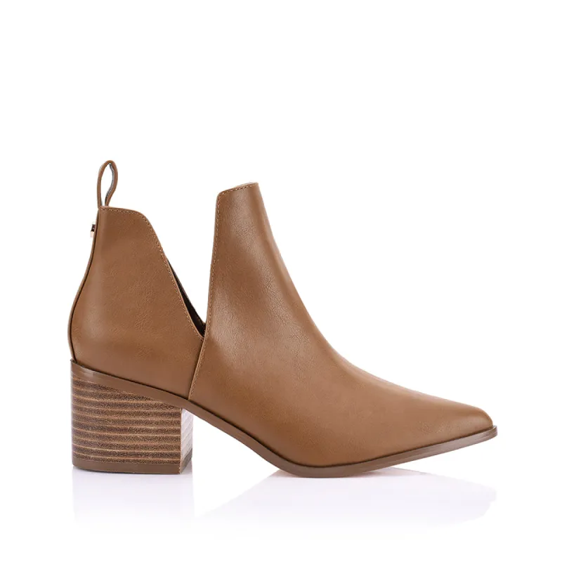 Fierce Cut Out Ankle Boots - Tan Softee sold by Verali