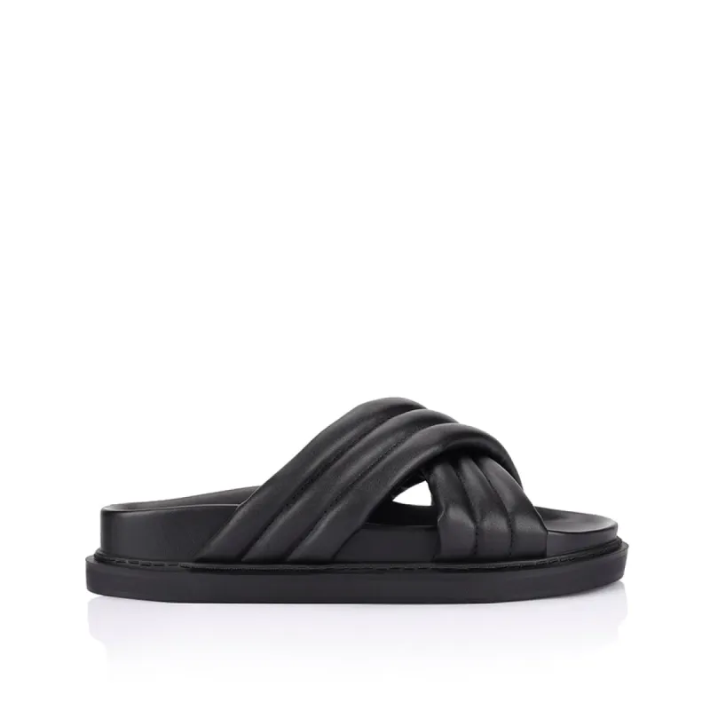 Britney Footbed Slides - Black sold by Verali