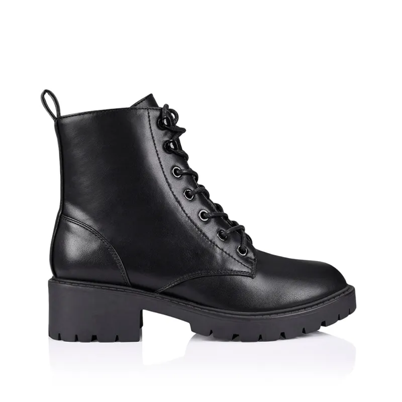 Jasmin II Combat Boot - Black Smooth sold by Verali