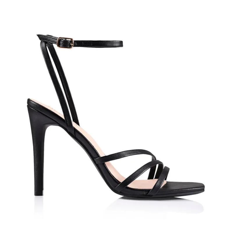 Omie Stiletto Sandals - Black Smooth sold by Verali