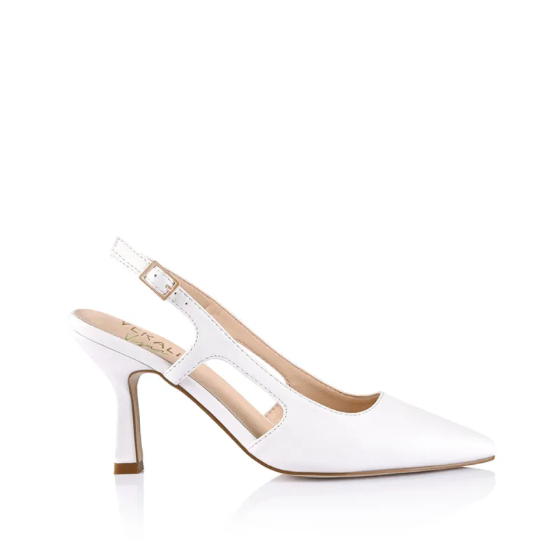 Spencer Slingback Pumps  - White Smooth sold by Verali