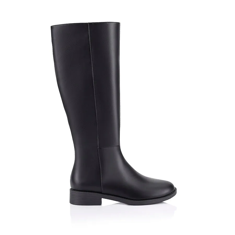 Gabe Flat Knee High Boots - Black sold by Verali