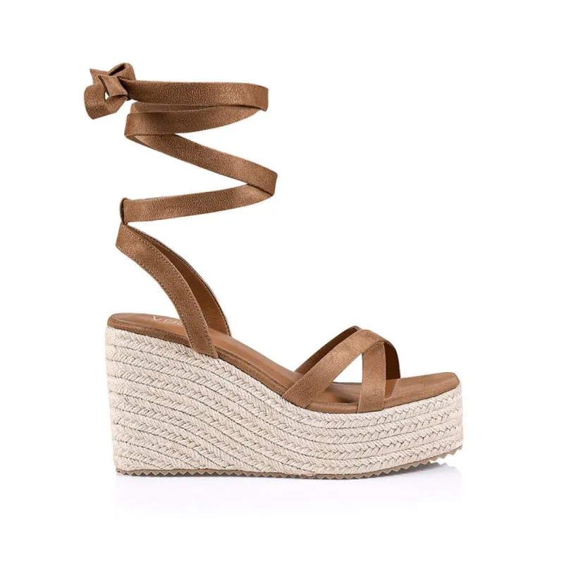 Carter Rope Wedges - Tan Micro sold by Verali