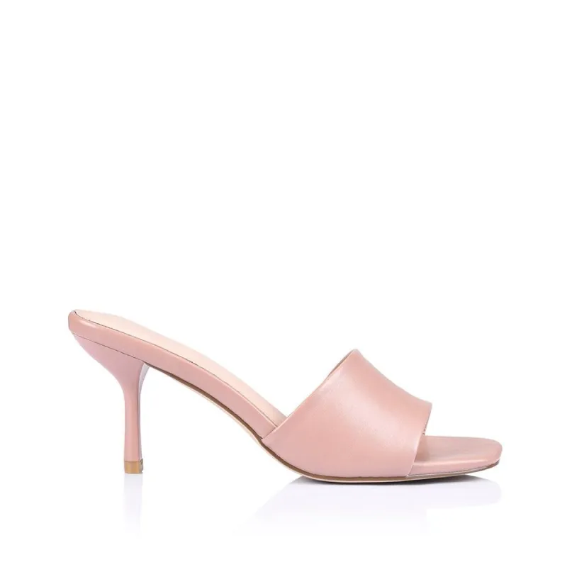Nicky Mid Heel Mules - Dark Blush sold by Verali