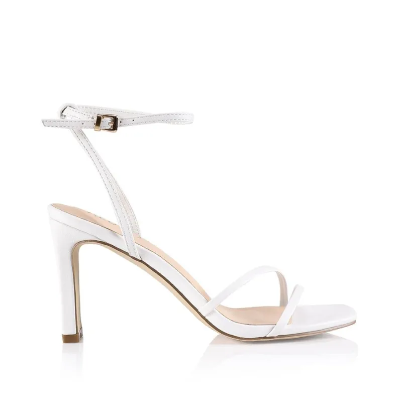 Kimmy Slim Strappy Heels - White Smooth sold by Verali