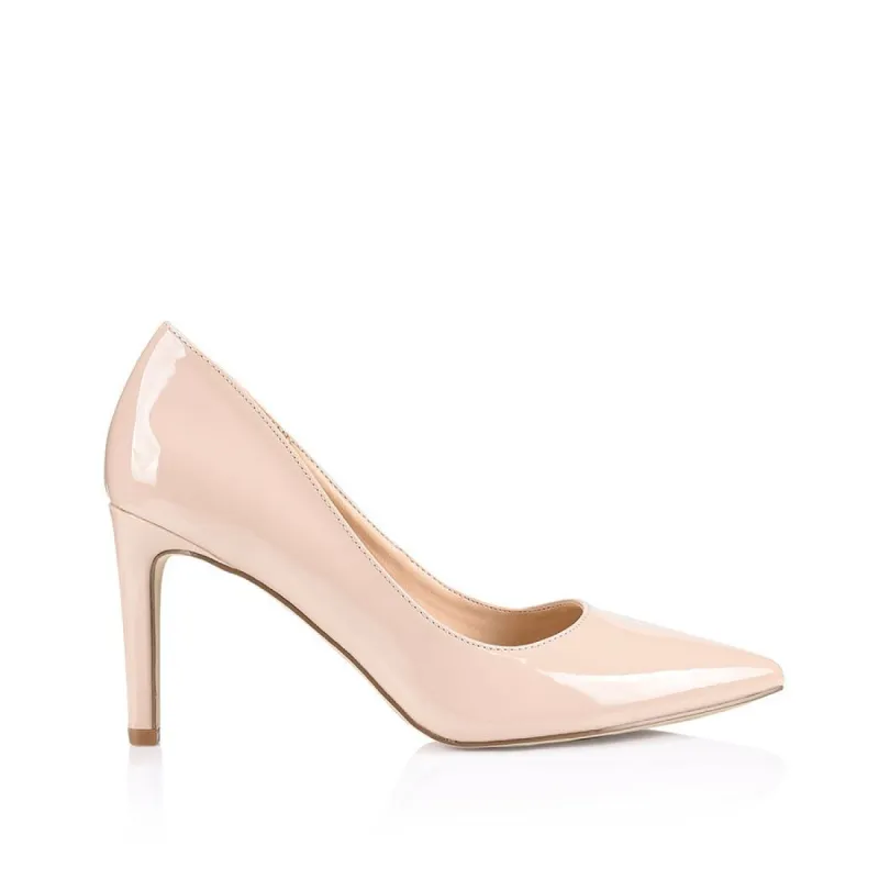 Wish Court Heel Pumps - Nude Patent sold by Verali
