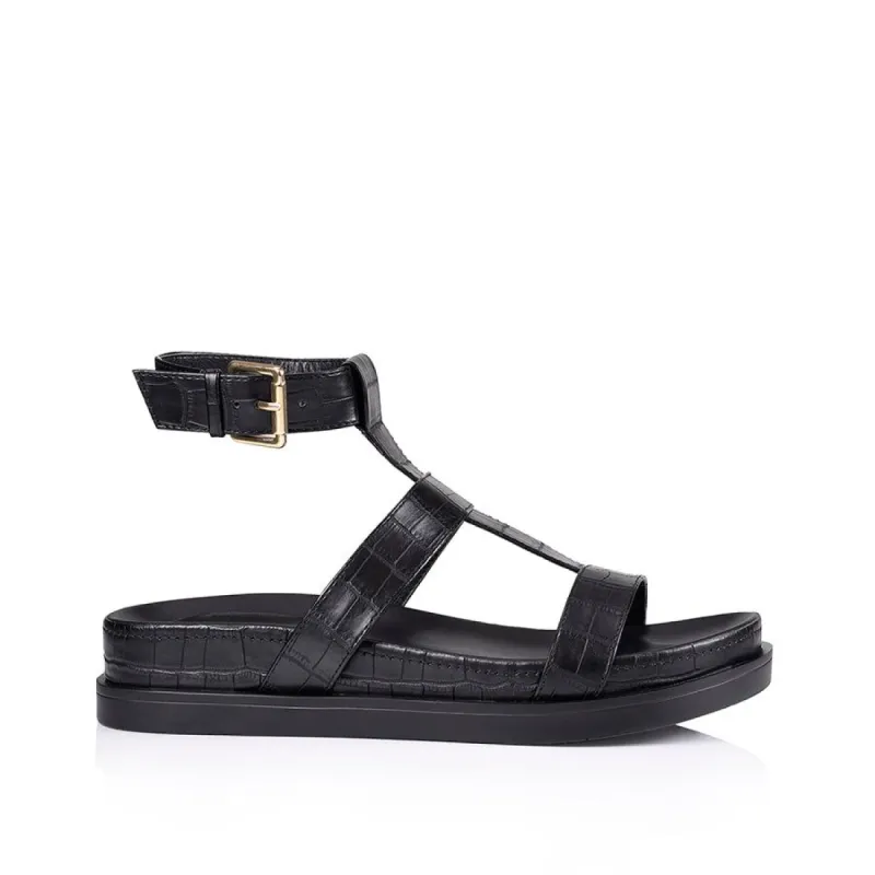 Oshea Chunky Sandals - Black Croc sold by Verali