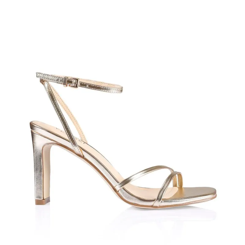 Kimmy Slim Strappy Heels - Champagne Metallic sold by Verali