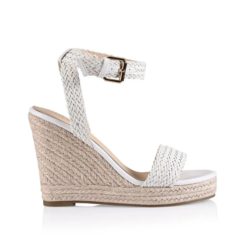 Amalie Rope Wedges - White Weave sold by Verali