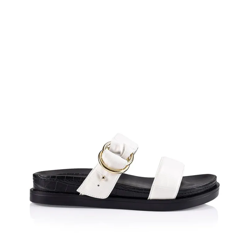 Oslo Chunky Slides - White Croc made by Verali