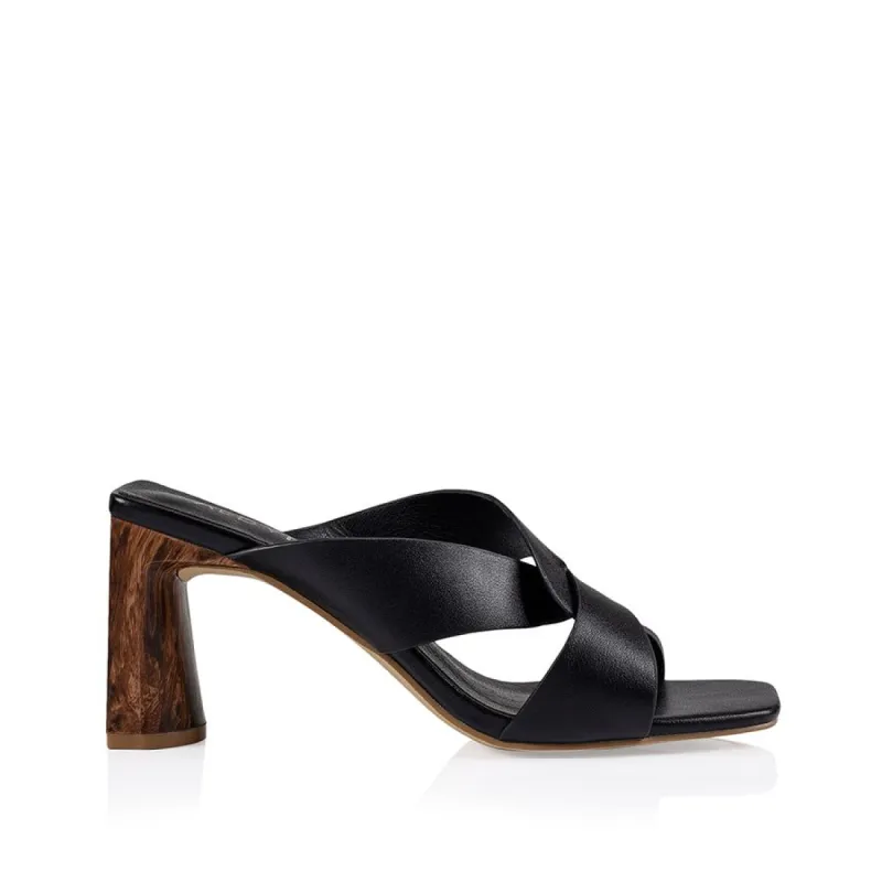 Scarlett Block Heel Mules - Black Smooth sold by Verali