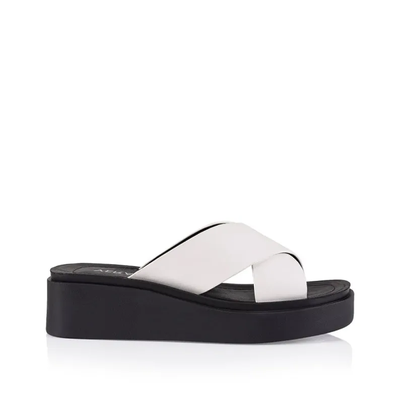 Rayne Flatform Slides - White Smooth sold by Verali