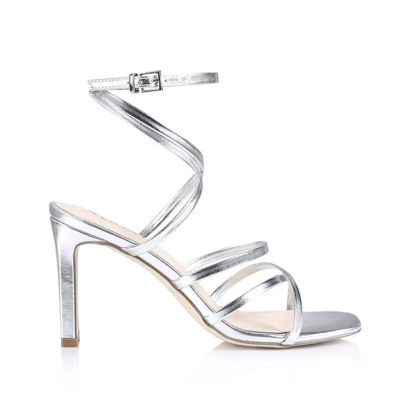 Kindred Strappy Block Heels - Silver Smooth sold by Verali