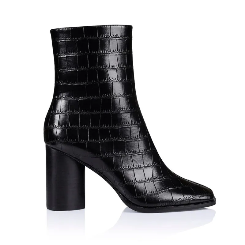 Wendell Ankle Boots - Black Croc sold by Verali