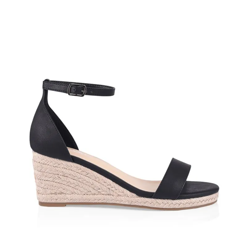Bobbie Rope Low Wedges - Black sold by Verali