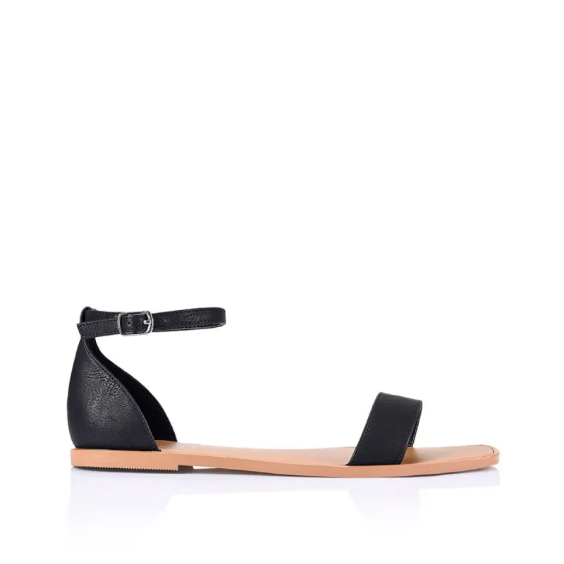 Glasgow Flat Sandals - Black Softee sold by Verali