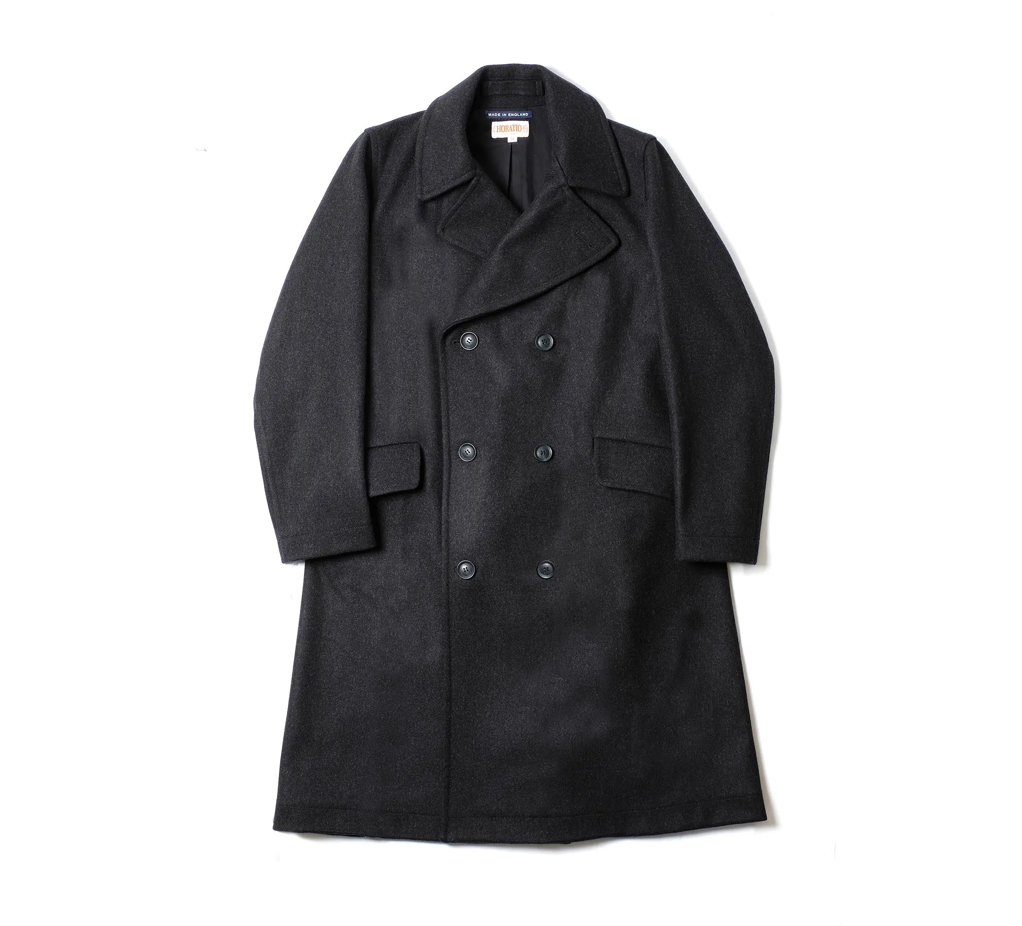 Ossington Great Coat - Charcoal sold by Horatio London