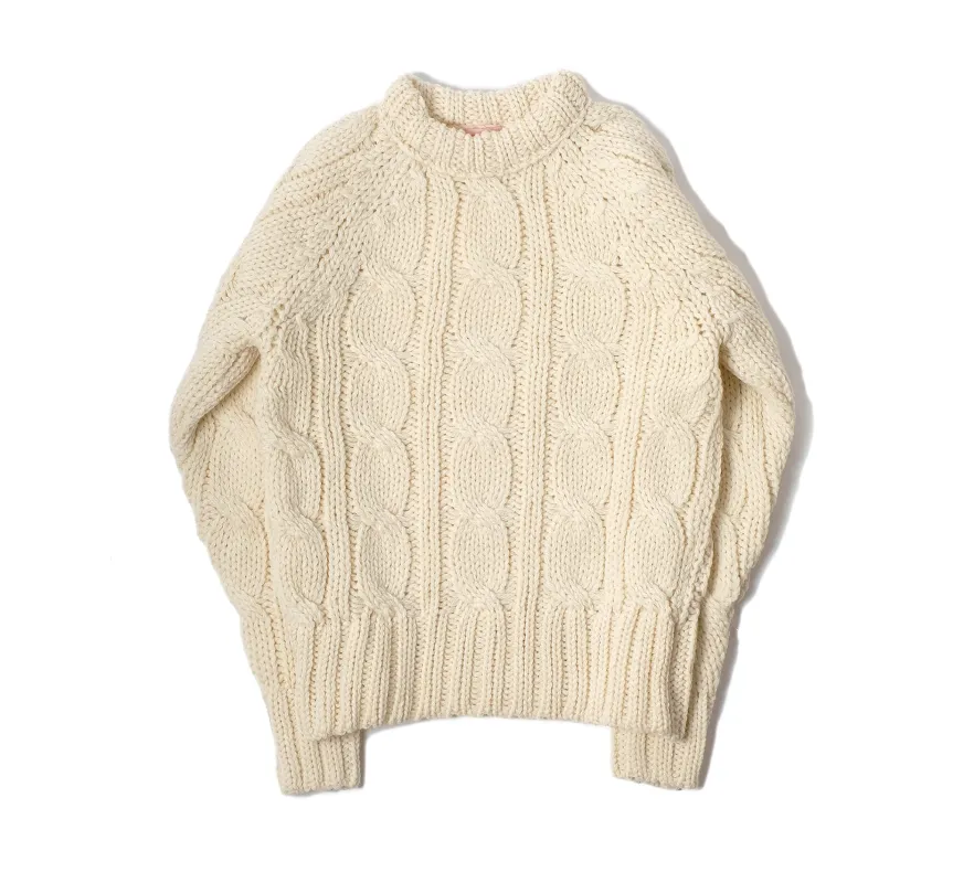 Brodick Cable Crewneck - Ecru sold by Horatio London