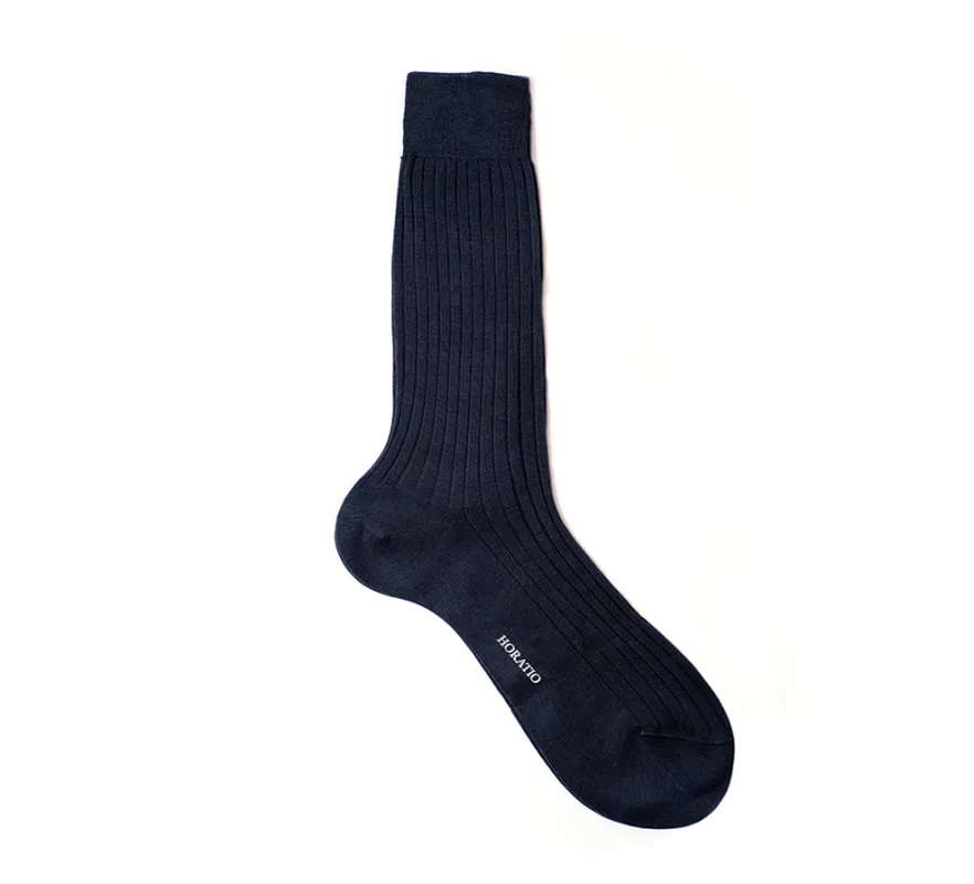 Fine Cotton Socks - Navy made by Horatio London