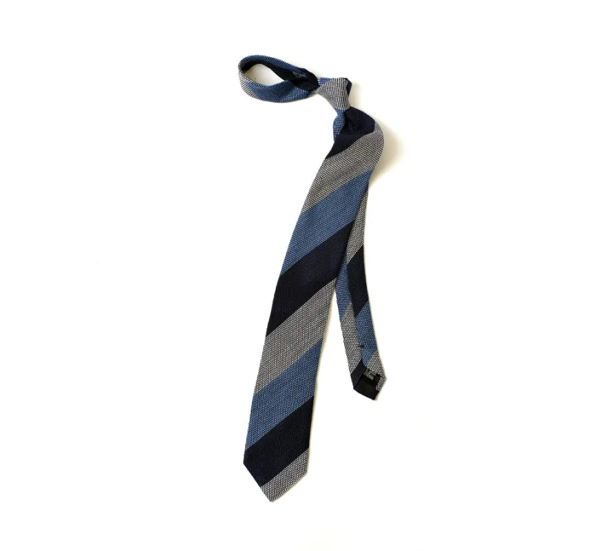 Deadstock Como Silk Tie - Blues Stripe made by Horatio London
