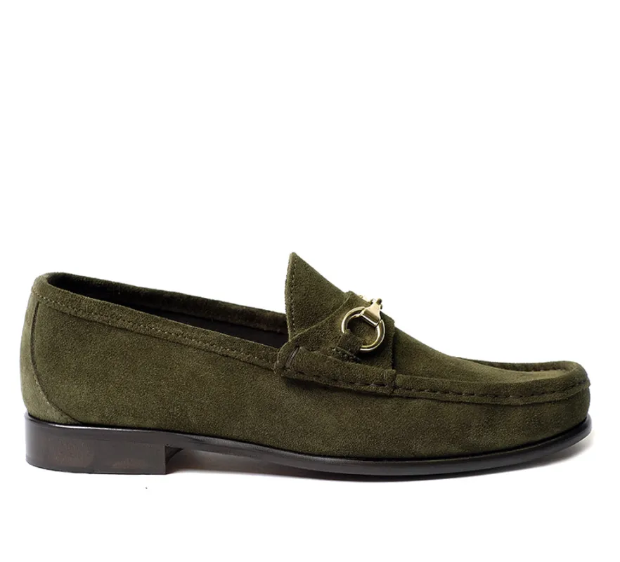 Unlined Beaufoy Loafer - Forest Green Suede made by Horatio London