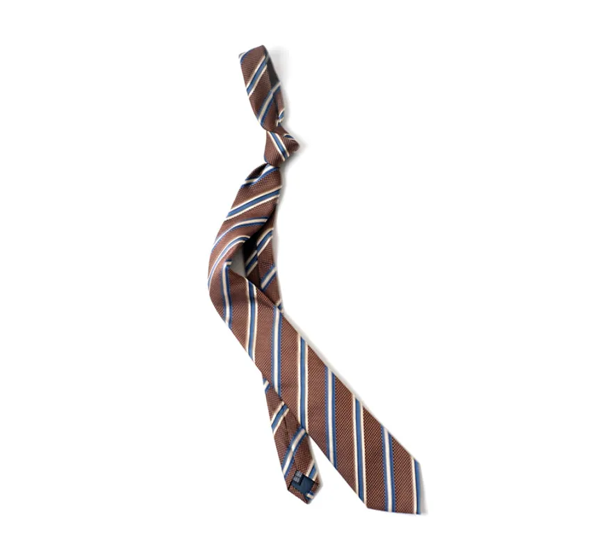 Deadstock Como Silk Tie - Brown Multi Stripe made by Horatio London