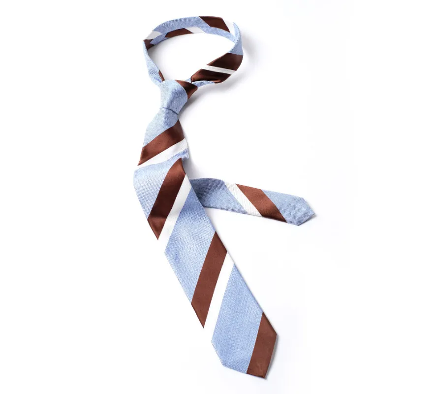 Deadstock Como Silk Tie - Blue White Brown made by Horatio London