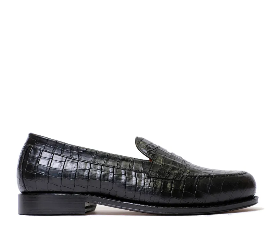 Dartmouth Loafer - Black Croc sold by Horatio London