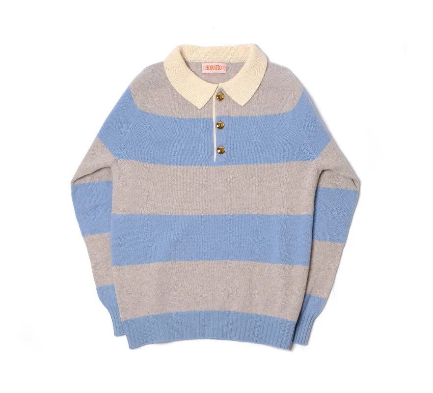 Culnady Knitted Rugby - Grey Blue made by Horatio London