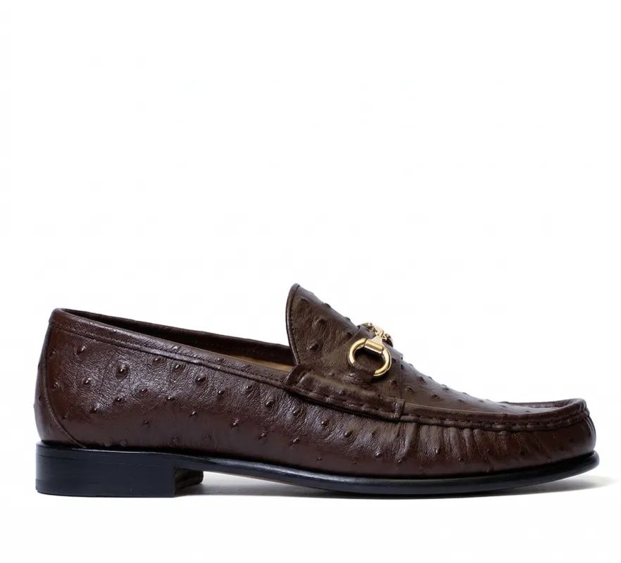 Beaufoy Loafer - Womens Dk Brown Ostrich made by Horatio London