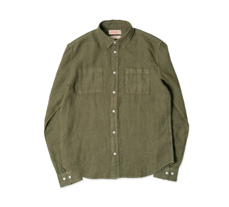 Tirreno Linen Shirt - Olive made by Olive