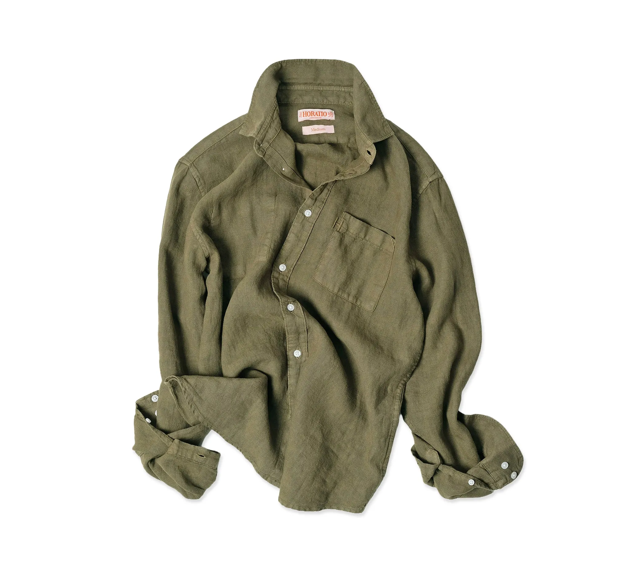 Tirreno Linen Shirt - Olive sold by Horatio London product image thumbnail 5