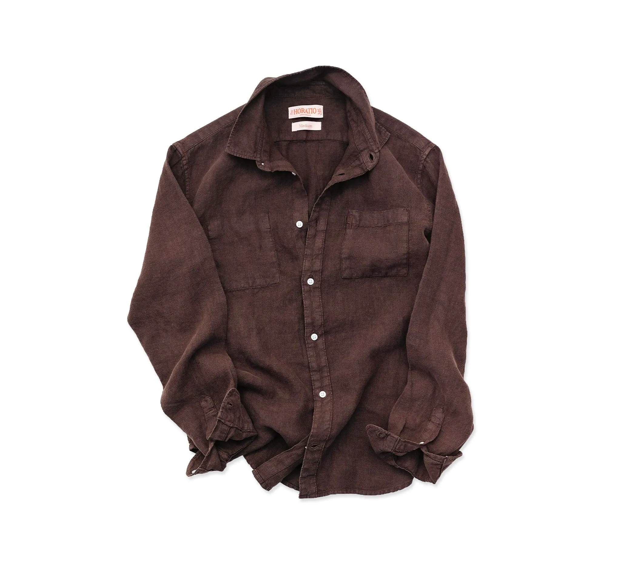 Tirreno Linen Shirt - Chocolate sold by Horatio London