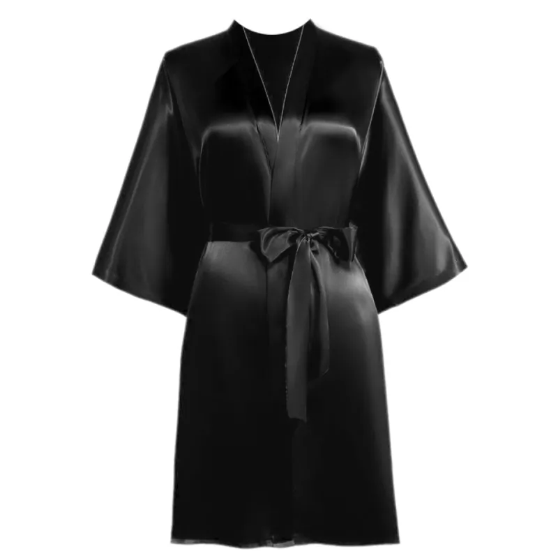 Organic Silk Robe - Black sold by Honey Lux