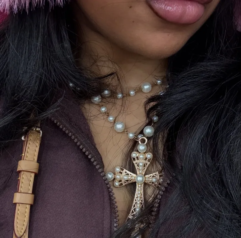 Pear cross necklace set sold by Naya Vista