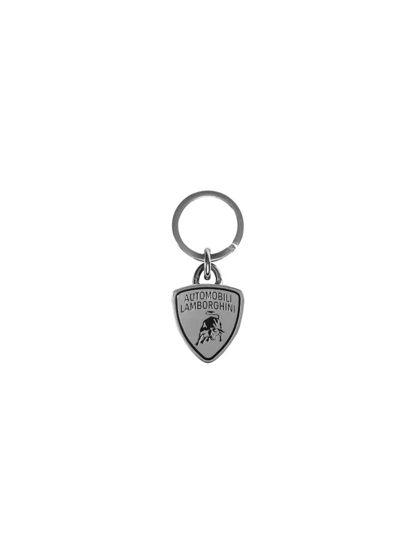Compact shield keyring with silver finish made by Lamborghini