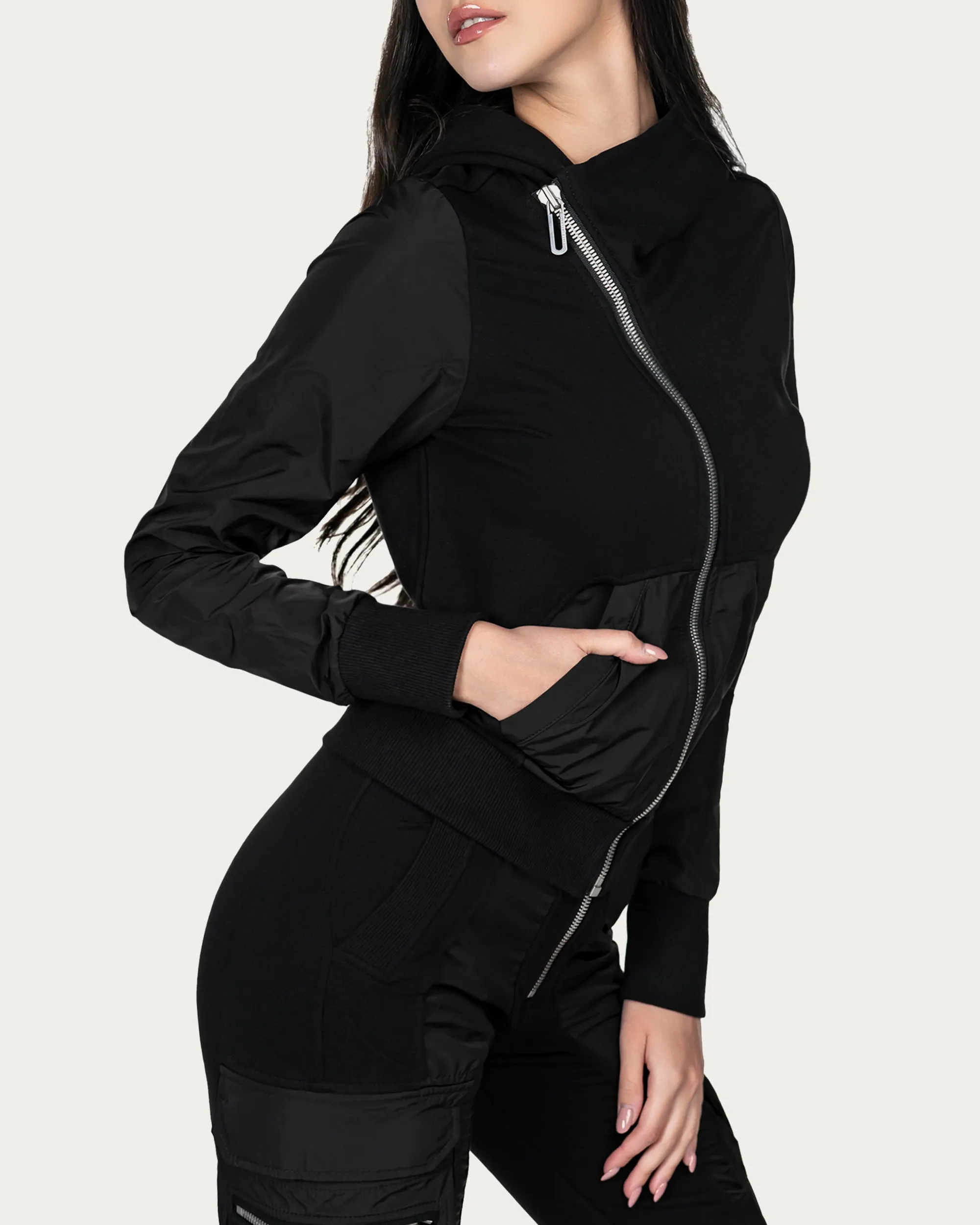 Diagonal zipper hoodie - H23490 sold by Made by Society