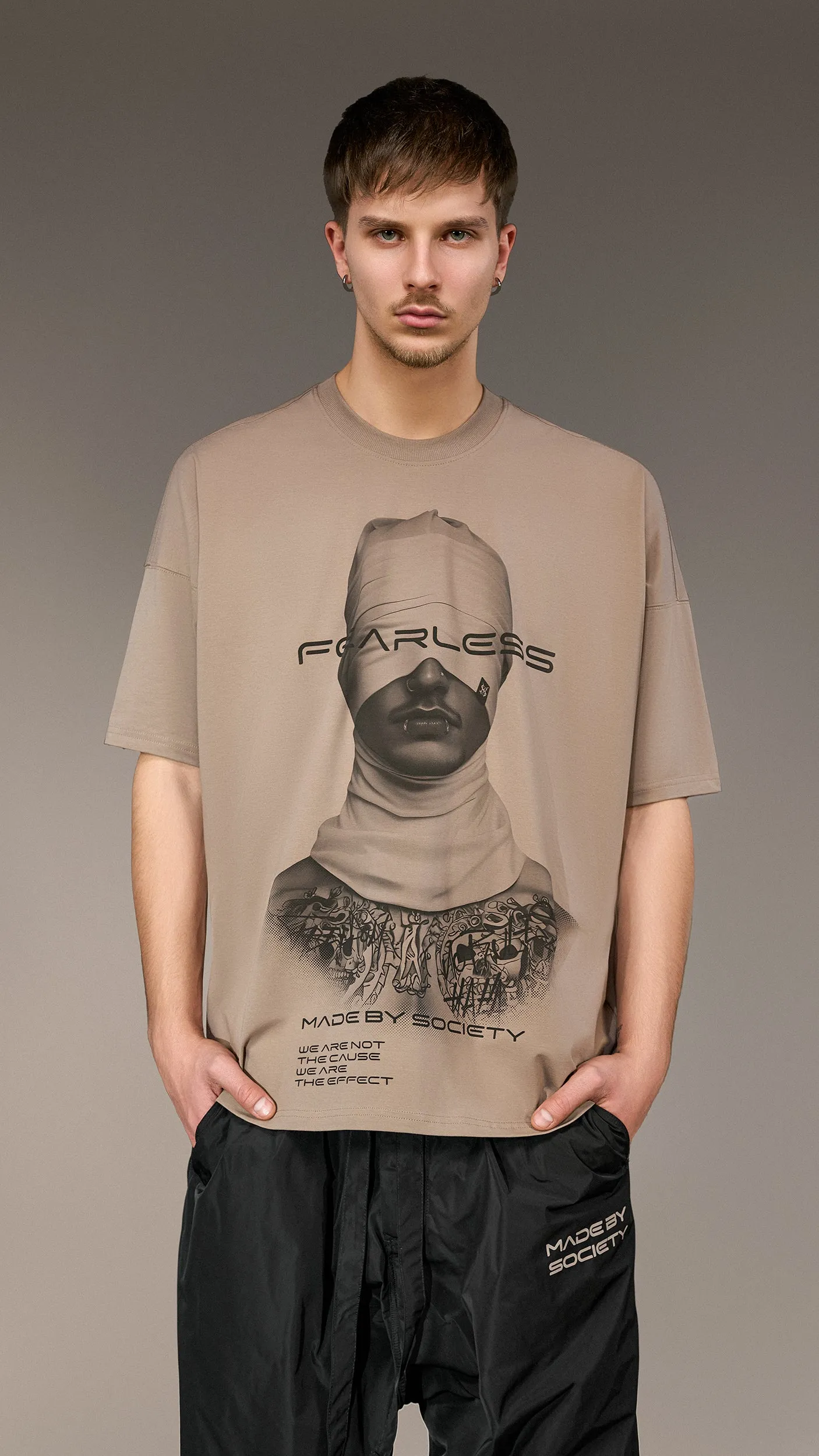 Oversized "Fearless" T-Shirt Made by Society - T15414 sold by Made by Society